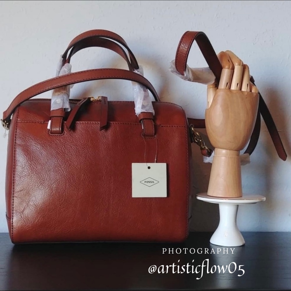 NEW!! Fossil Rachel Satchel in Brown Leather - Picture 4 of 6